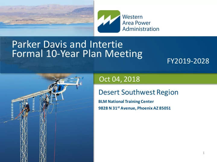 parker davis and intertie formal 10 year plan meeting