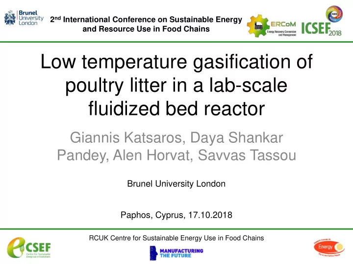 low temperature gasification of poultry litter in a lab
