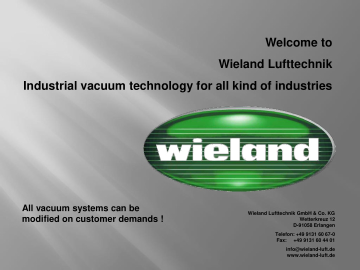 welcome to wieland lufttechnik industrial vacuum