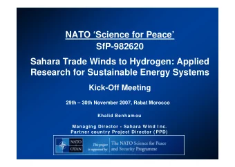 NATO Science for Peace  SfP-982620  Sahara Trade Winds to Hydrogen: Applied  Research for