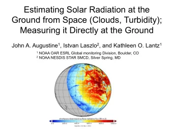 Estimating Solar Radiation at the  Ground from Space (Clouds, Turbidity);  Measuring it Directly at