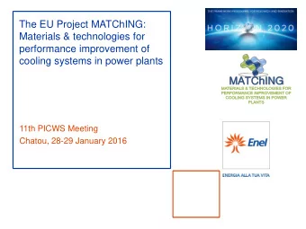 cooling systems in power plants  11th PICWS Meeting  Chatou, 28-29 January 2016  Content