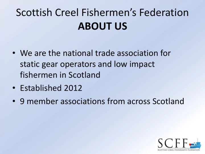 scottish creel fishermen s federation about us