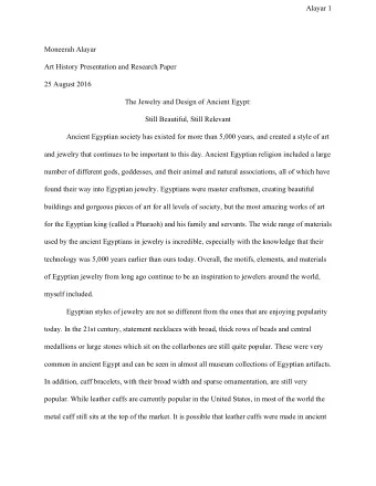 Alayar 1  Moneerah Alayar  Art History Presentation and Research Paper  25 August 2016  The Jewelry