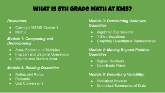 What is 6th Grade Math at KMS?  Resources:  Module 3: Determining Unknown  Quantities