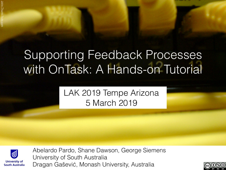 supporting feedback processes with ontask a hands on