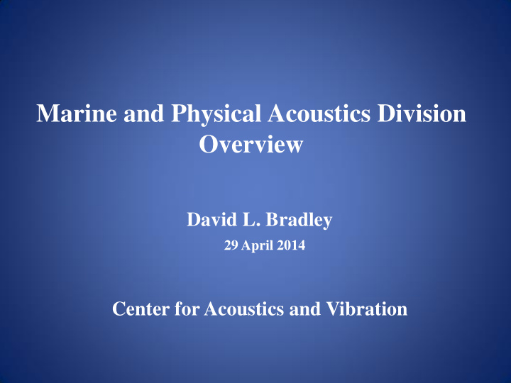 marine and physical acoustics division