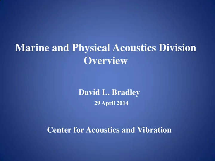 marine and physical acoustics division