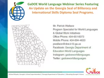International Skills Diploma Seal Programs. Richard Woods, Georgias School Superintendent |