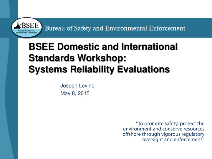bsee domestic and international standards workshop