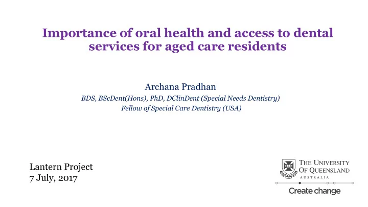 importance of oral health and access to dental services