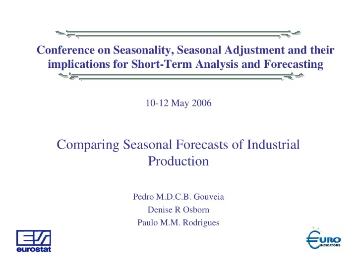comparing seasonal forecasts of industrial production