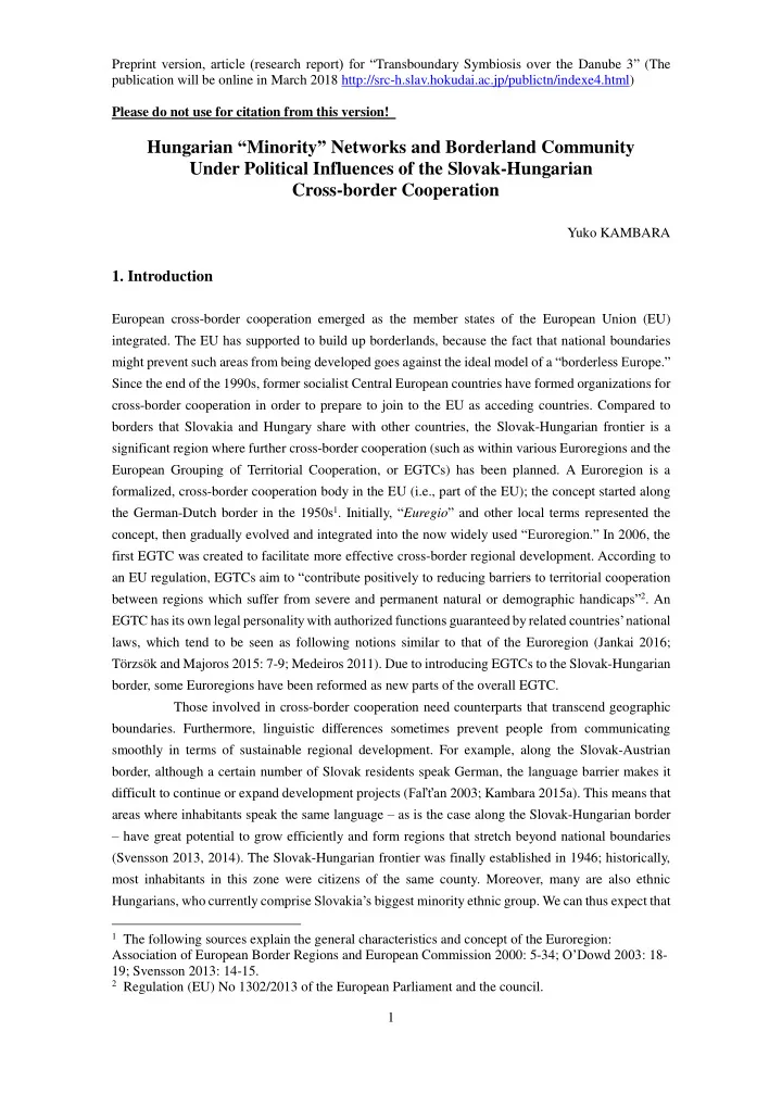 hungarian minority networks and borderland community