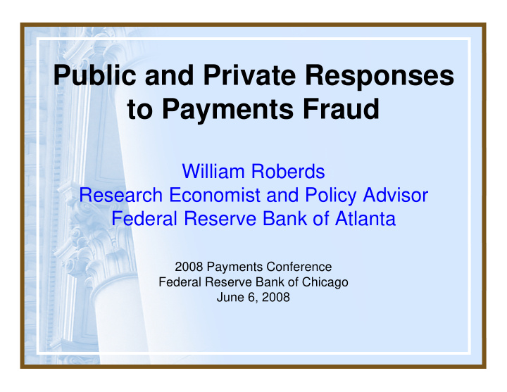 public and private responses t to payments fraud p t f d