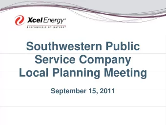 Southwestern Public  Service Company  Local Planning Meeting  September 15, 2011  2  Update on