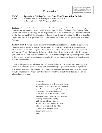 Presentation 3  corrected in this present copy, in  time for the Friday presentation.  TOPIC: