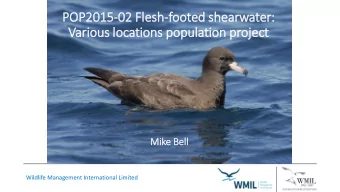 Vari  rious lo  locations population project  Mik  ike Bell  ll  Wildlife Management International