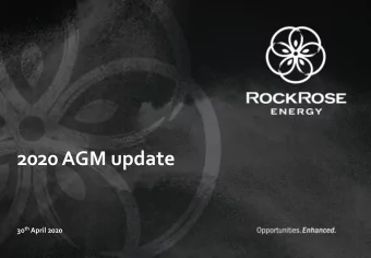 2020 AGM update 30 th April 2020  Disclaimer This presentation and its enclosures and appendices