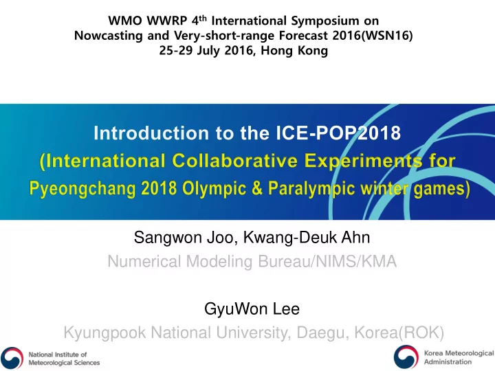 sangwon joo kwang deuk ahn numerical modeling bureau nims
