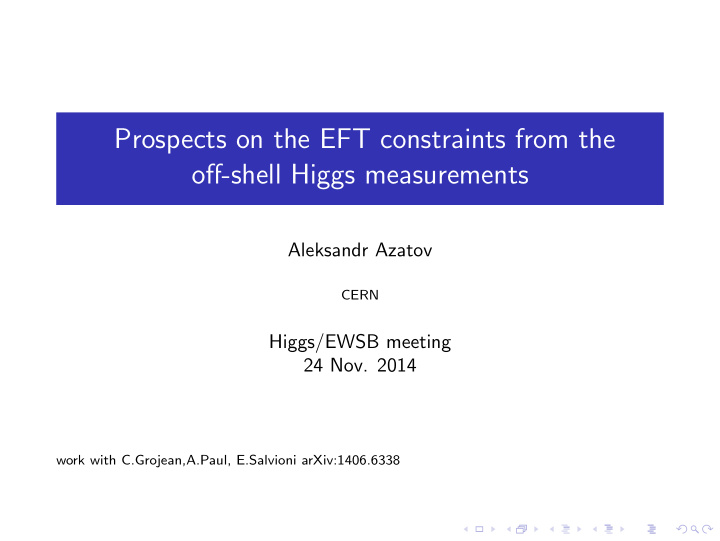 prospects on the eft constraints from the off shell higgs
