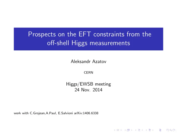 prospects on the eft constraints from the off shell higgs