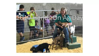 Youth Demographics  Hands On Ag Day allows 4-H to serve youth more  representative of the diverse