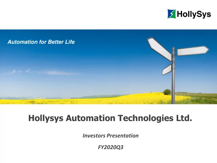 hollysys automation technologies ltd