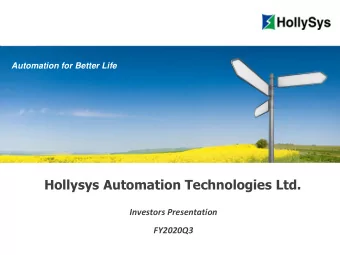 Hollysys Automation Technologies Ltd.  Investors Presentation  FY2020Q3  YOUR LOGO  Safe Harbor