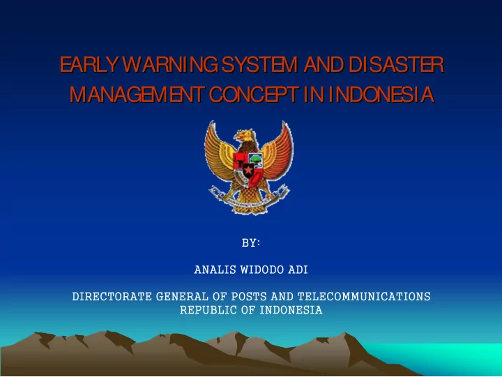 e arly warning syste m and disaste r e arly warning syste