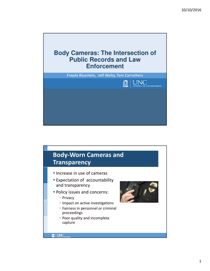 body worn cameras and transparency