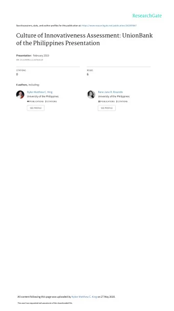 Culture of Innovativeness Assessment: UnionBank  of the Philippines Presentation Presentation