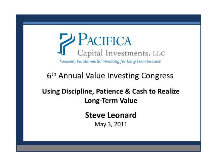 6 th annual value investing congress