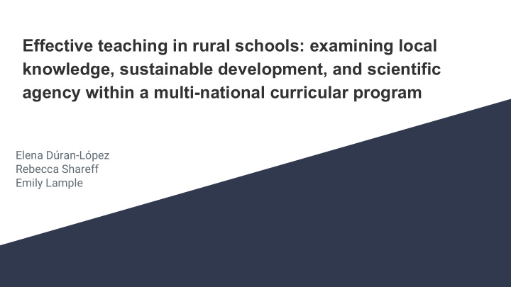 effective teaching in rural schools examining local