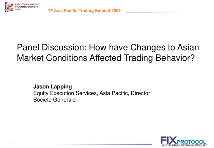 panel discussion how have changes to asian market