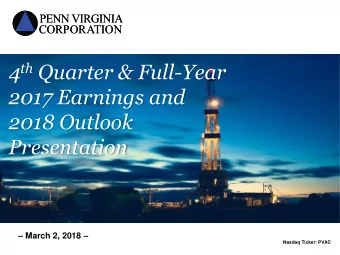 2017 Earnings and  2018 Outlook  Presentation  Investor Presentation  March 2, 2018