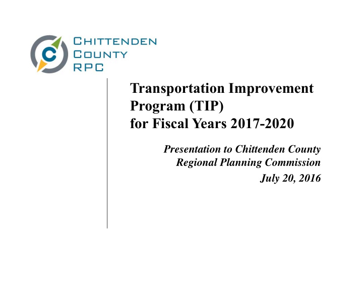 transportation improvement program tip for fiscal years