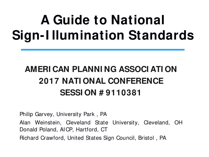 a guide to national sign i llumination standards
