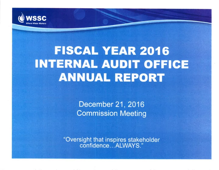 oversight that inspires stakeholder confidence always i n