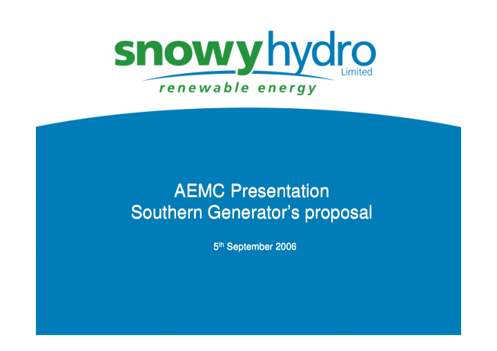aemc presentation aemc presentation southern generator s