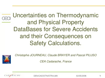 Uncertainties on Thermodynamic  and Physical Property  DataBases for Severe Accidents  and their