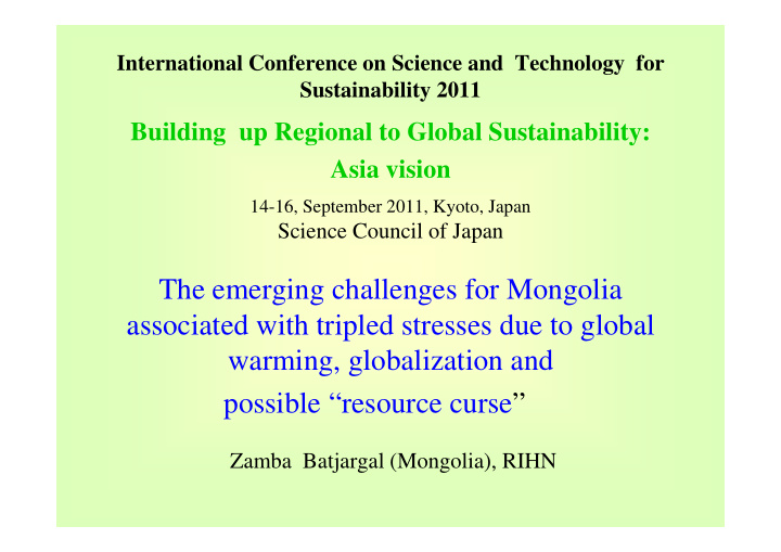 the emerging challenges for mongolia associated with