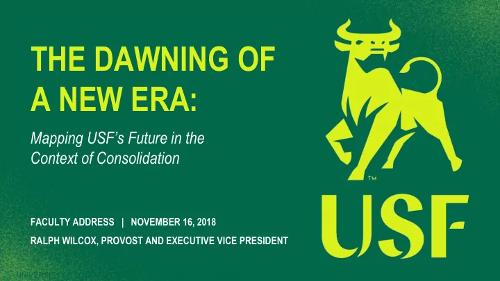 the dawning of a new era