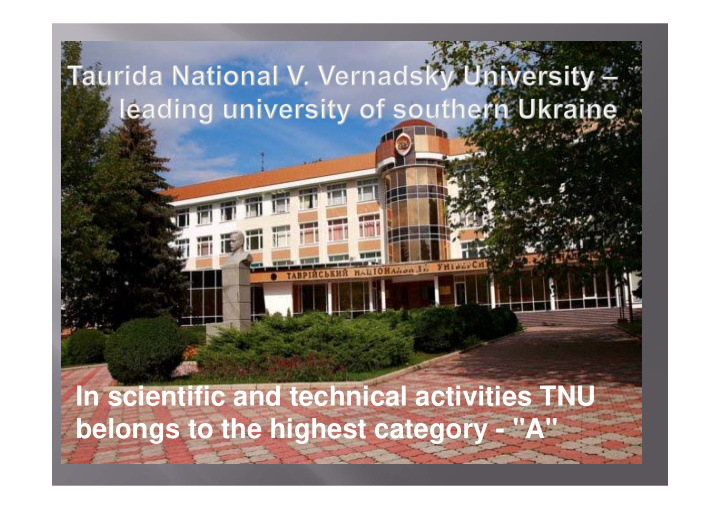in scientific and technical activities tnu belongs to the