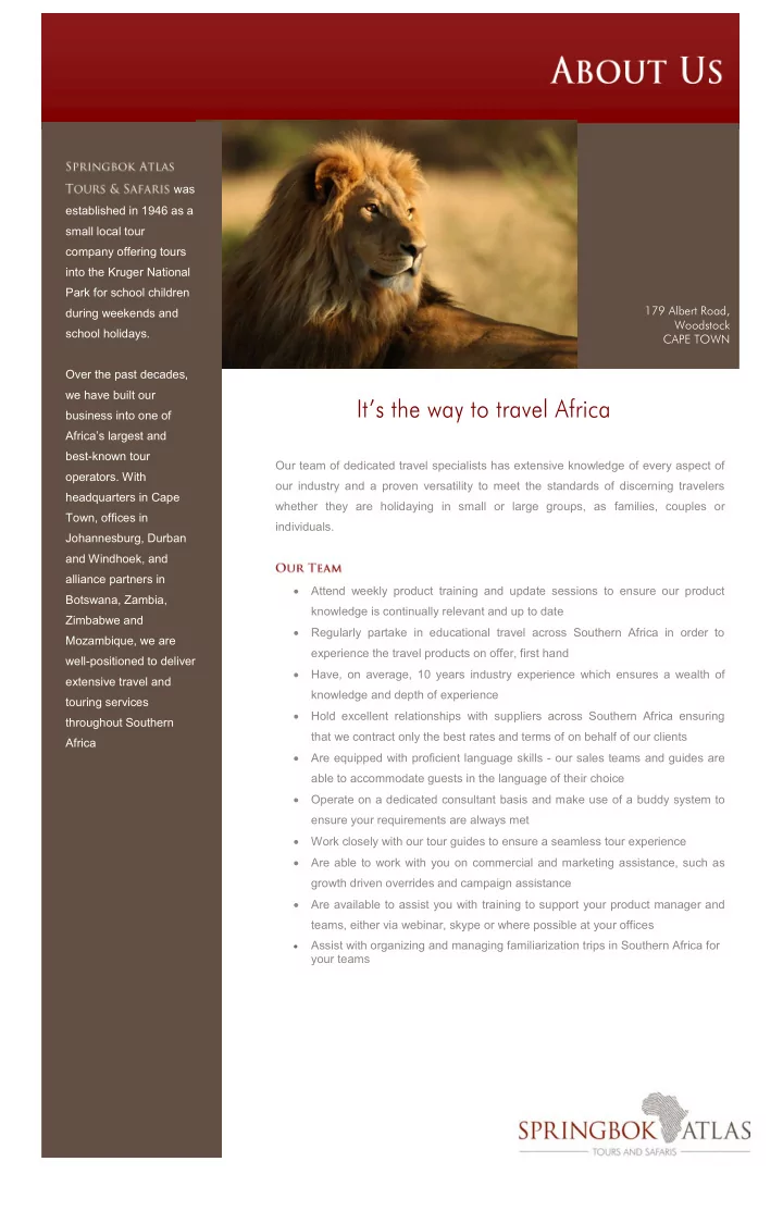 we have built our it s the way to travel africa business