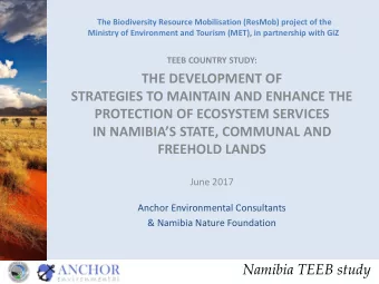 THE DEVELOPMENT OF  STRATEGIES TO MAINTAIN AND ENHANCE THE  PROTECTION OF ECOSYSTEM SERVICES  IN