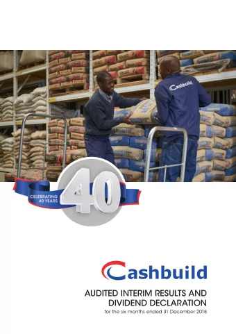 AUDITED INTERIM RESULTS AND  DIVIDEND DECLARATION  for the six months ended 31 December 2018