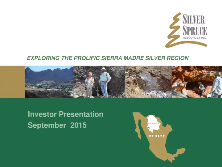 investor presentation september 2015 cautionary statement