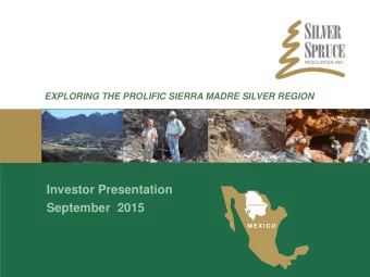 Investor Presentation  September  2015  Cautionary Statement  Investors are cautioned that, except