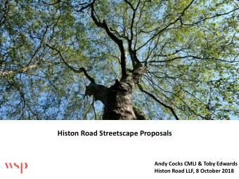 Histon Road Streetscape Proposals  Andy Cocks CMLI &amp; Toby Edwards  Histon Road LLF, 8 October