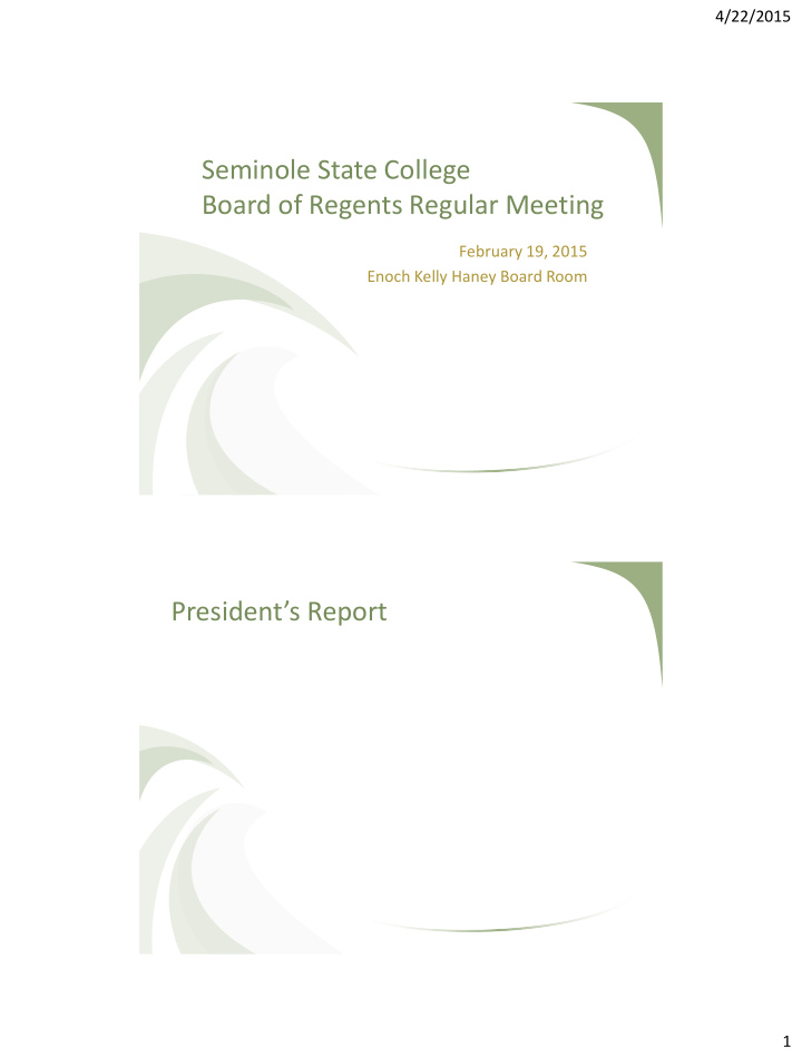 seminole state college board of regents regular meeting